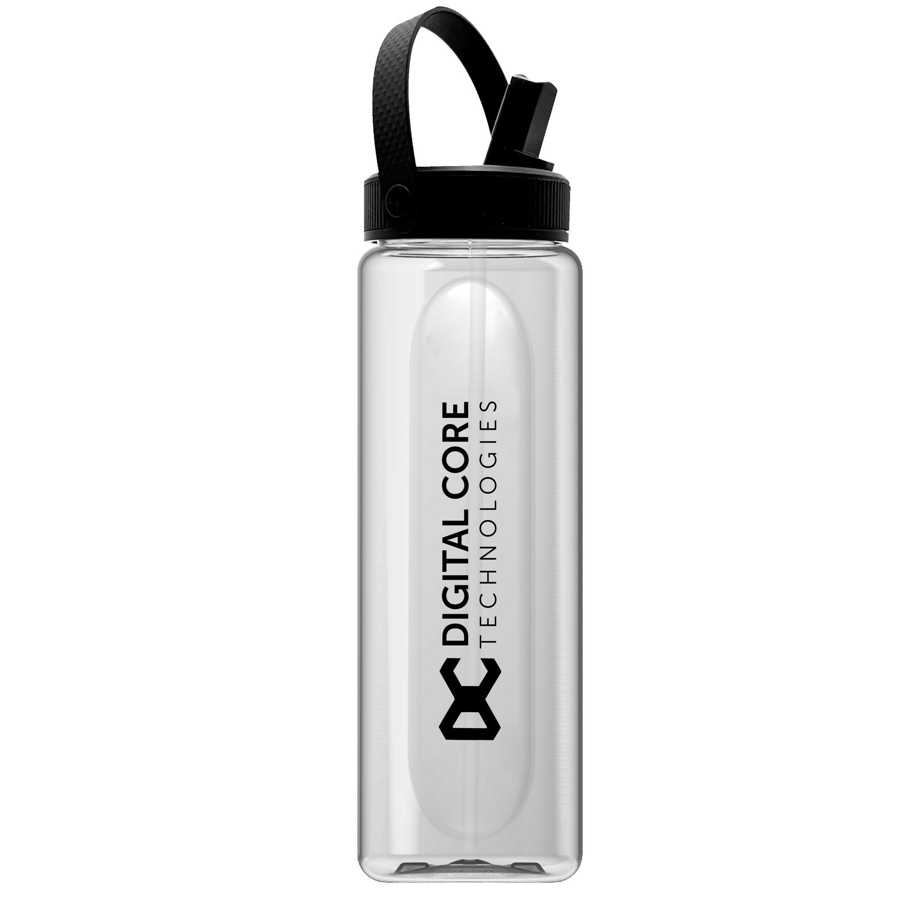 Garyline® Boss Embossed RPET Bottle with Flip-Straw, Swivel Handle Lid - 26 oz. 2