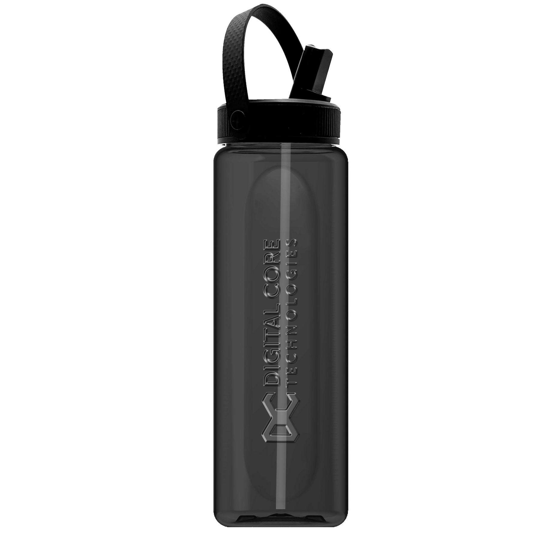 Garyline® Boss Embossed RPET Bottle with Flip-Straw, Swivel Handle Lid - 26 oz. 2