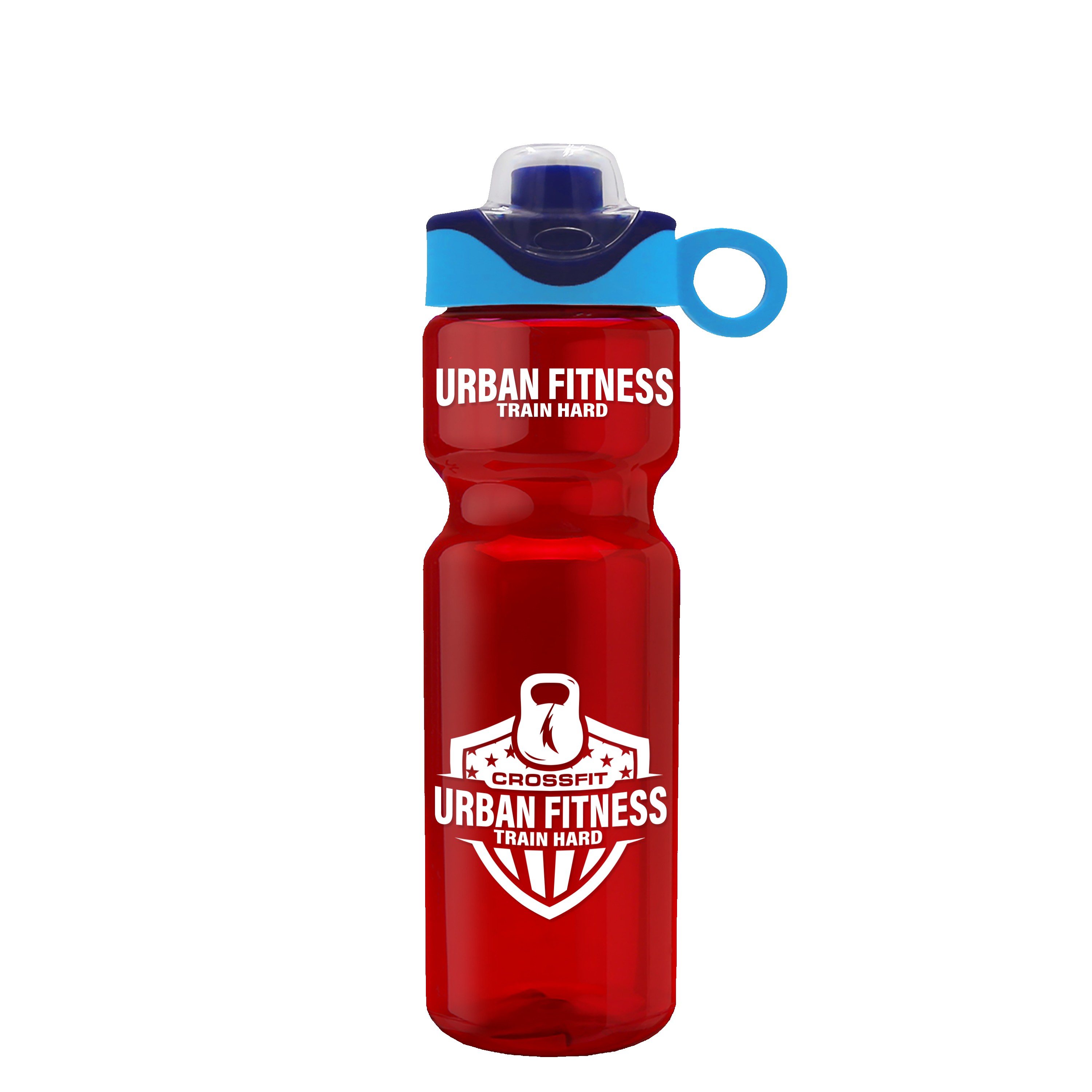 Garyline® Champ Bottle with Two-Tone Drink-Thru Lid with Silicone Loop - 28 oz. 2