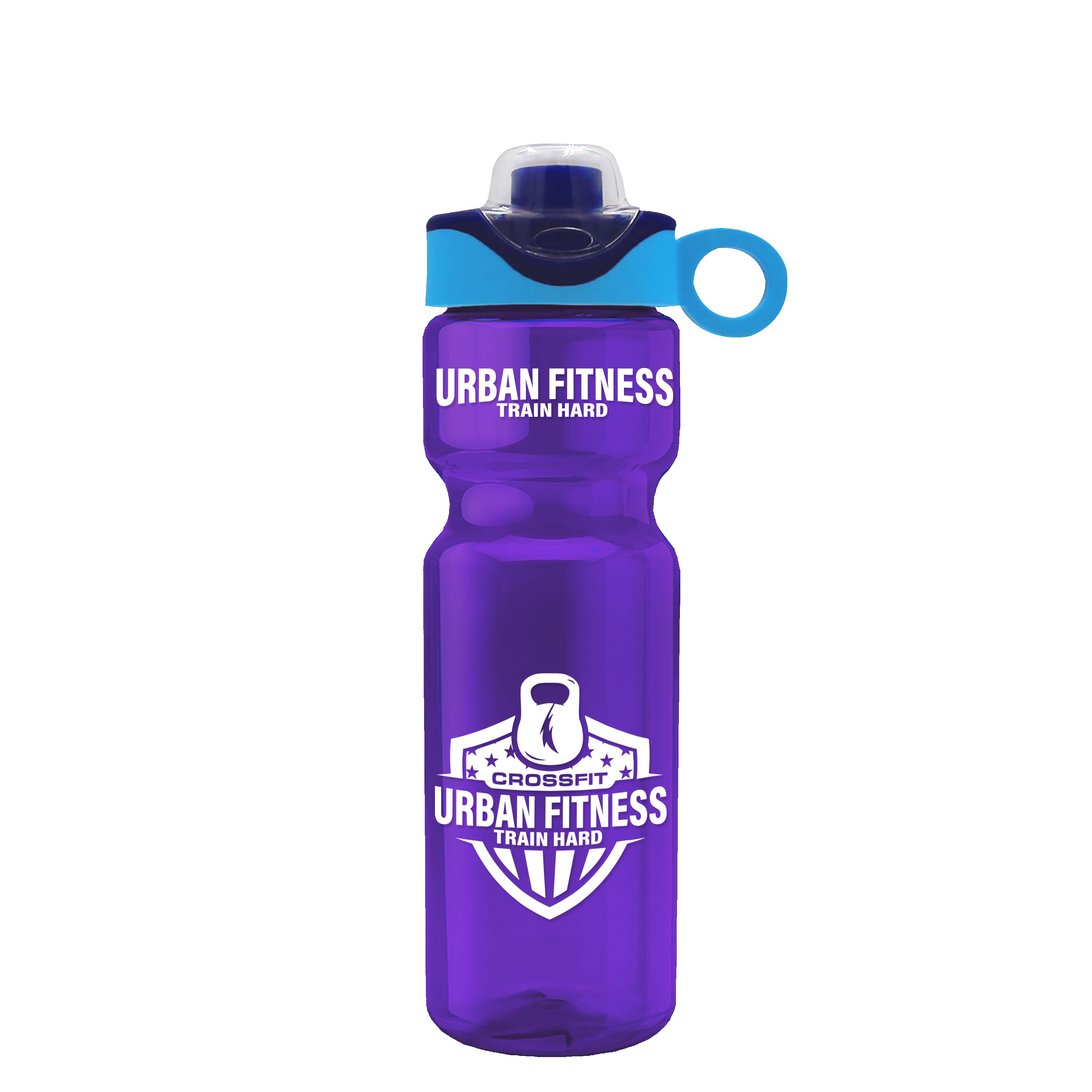 Garyline® Champ Bottle with Two-Tone Drink-Thru Lid with Silicone Loop - 28 oz. 2