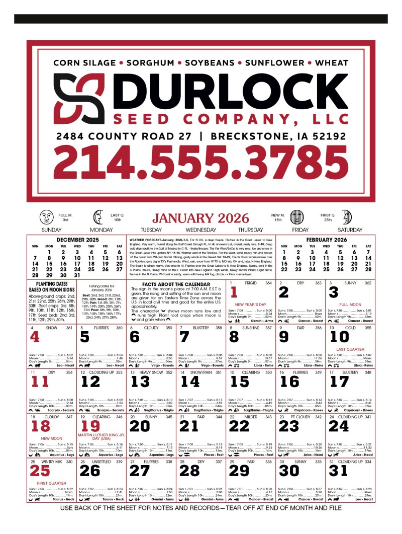 Skinner & Kennedy™ 12-Sheet Almanac Calendar 2 Skinner & Kennedy™ 12-Sheet Almanac Calendar 2