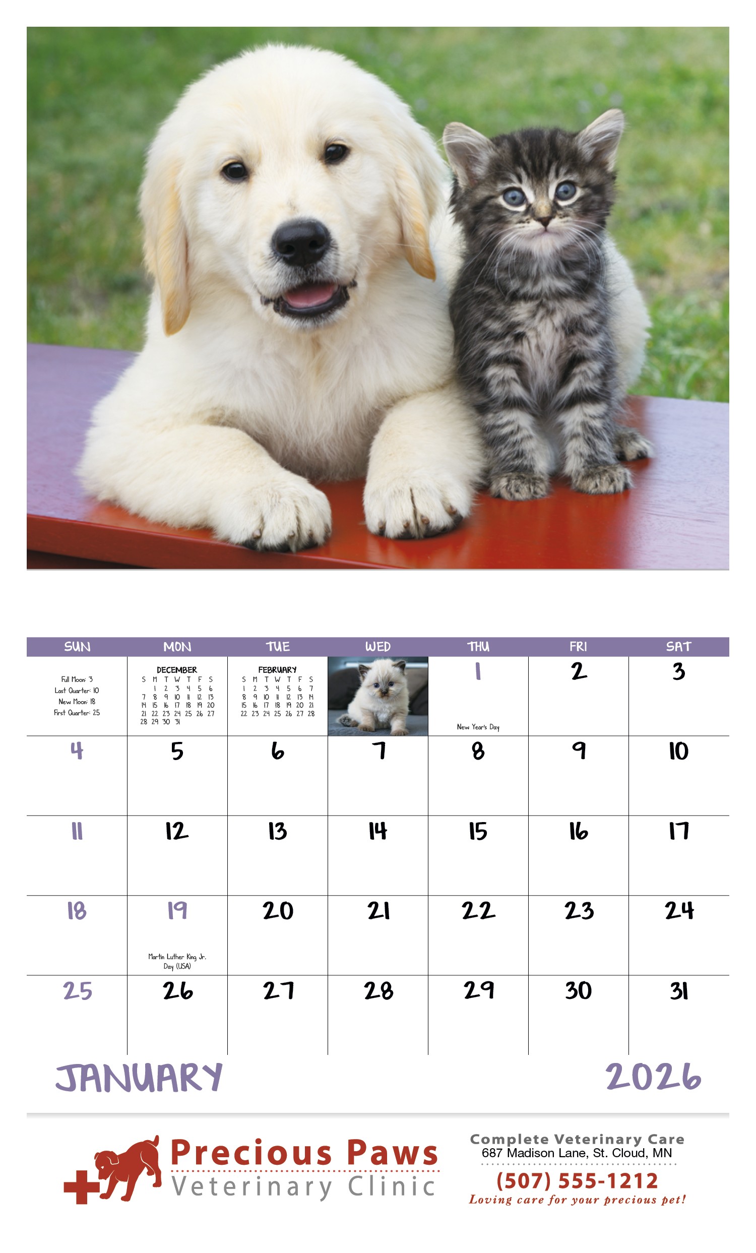 Good Value™ Puppies & Kittens - Stapled Calendar 2