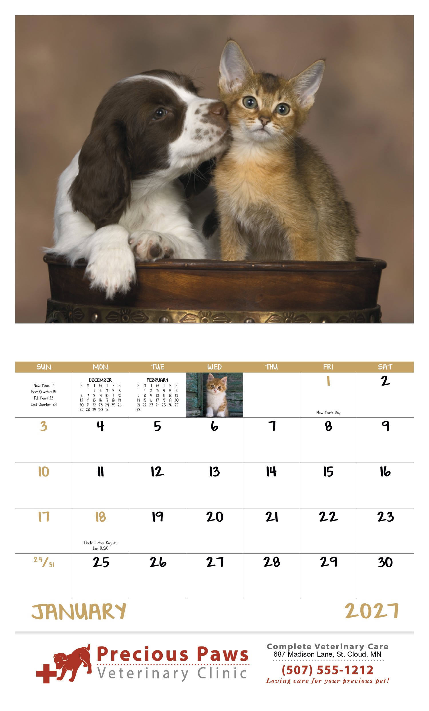 Good Value™ Puppies & Kittens - Stapled Calendar 2
