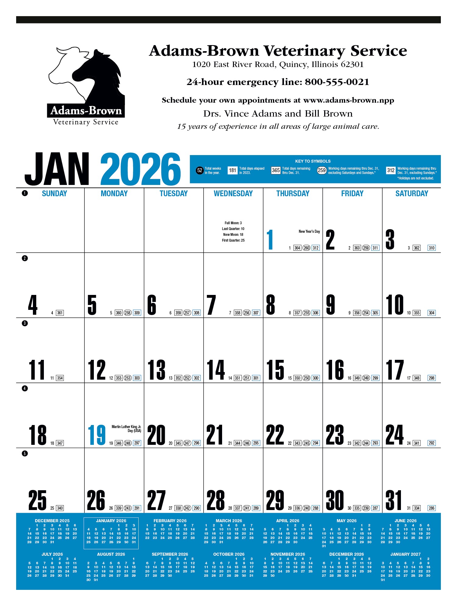 HotLine® Products Yearly Record® Blue Calendar 2