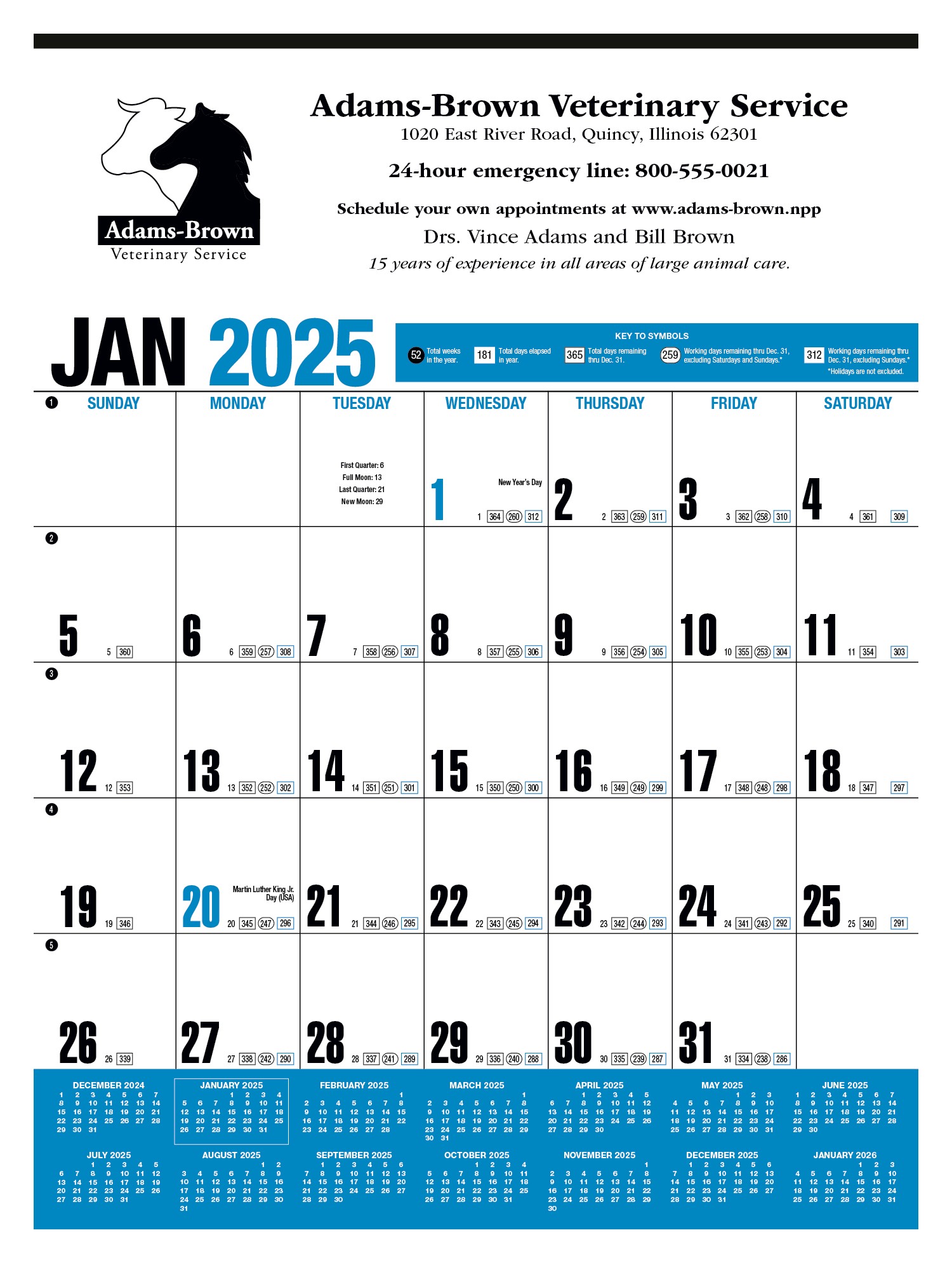 HotLine® Products Yearly Record® Blue Calendar 2