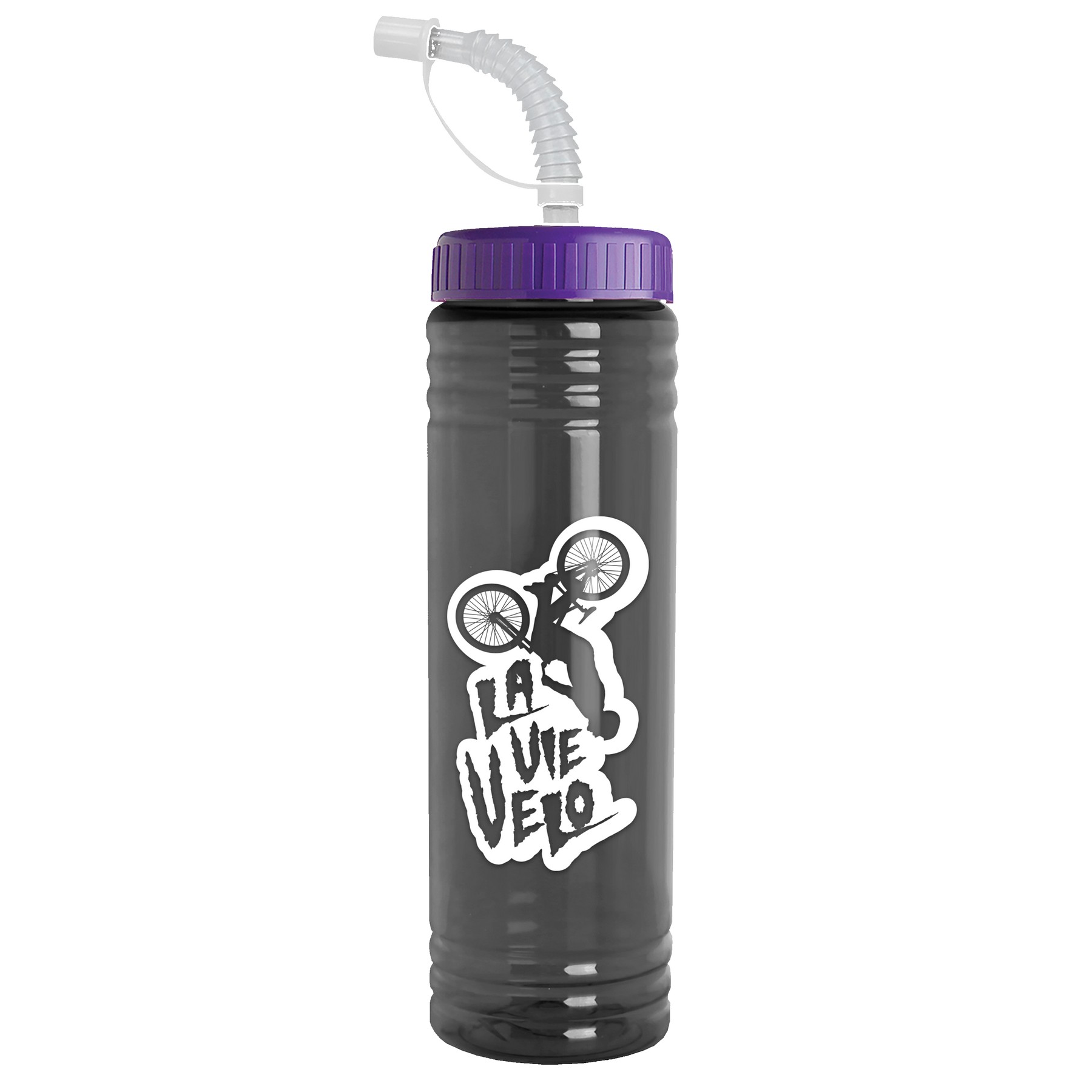 Garyline® Slim Fit RPET Bottle with Straw Lid - 24 oz. 2