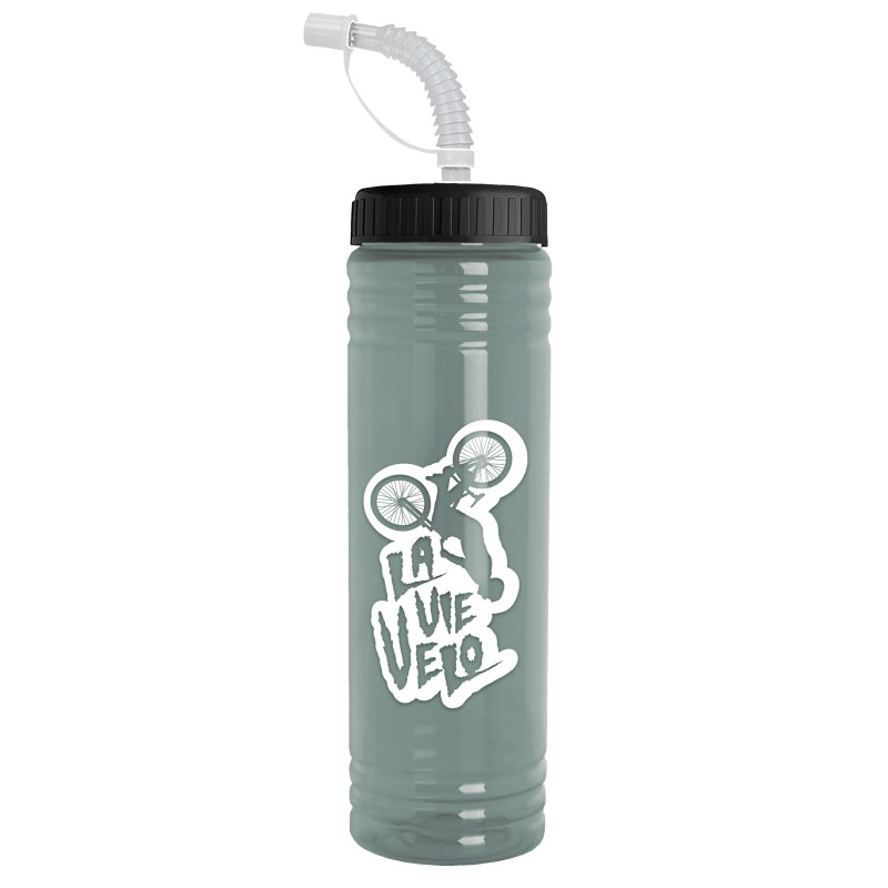 Garyline® Slim Fit RPET Bottle with Straw Lid - 24 oz. 2 Garyline® Slim Fit RPET Bottle with Straw Lid - 24 oz. 2
