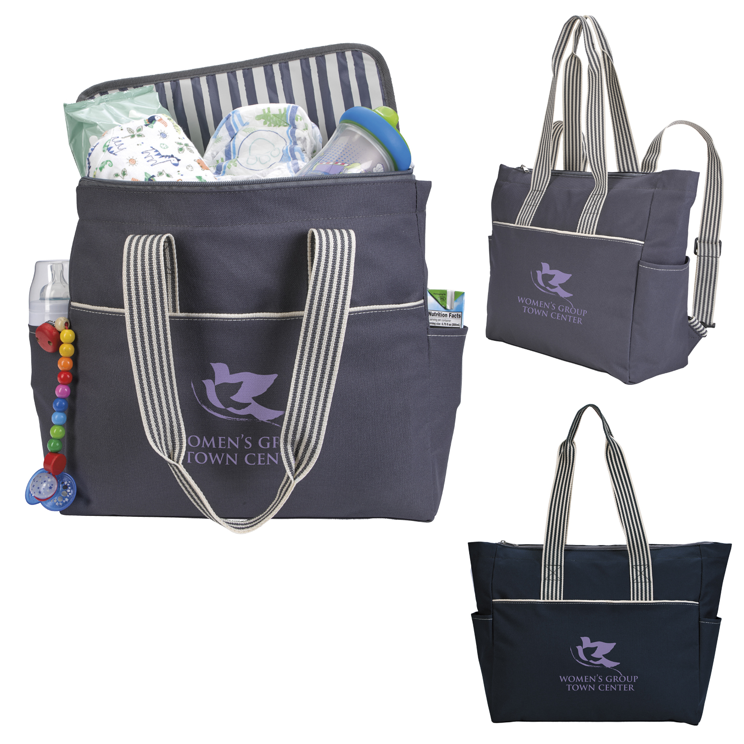 Atchison® Stripe Diaper Tote-Pack 2