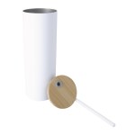 Good Value™ Double-Wall Stainless Steel Tumbler with Bamboo Lid and Straw - 20 oz. - CDKW086 White Good Value™ Double-Wall Stainless Steel Tumbler with Bamboo Lid and Straw - 20 oz. - CDKW086 White