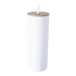 Good Value™ Double-Wall Stainless Steel Tumbler with Bamboo Lid and Straw - 20 oz. - CDKW086 White Good Value™ Double-Wall Stainless Steel Tumbler with Bamboo Lid and Straw - 20 oz. - CDKW086 White