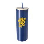 Good Value™ Double-Wall Stainless Steel Tumbler with Bamboo Lid and Straw - 20 oz. 2 Good Value™ Double-Wall Stainless Steel Tumbler with Bamboo Lid and Straw - 20 oz. 2