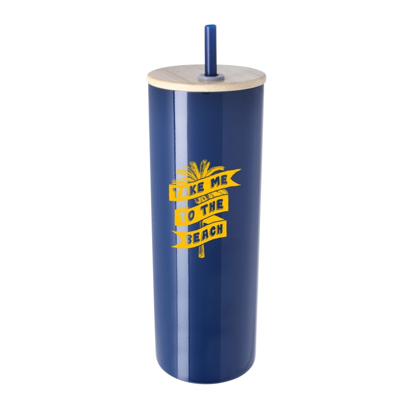 Good Value™ Double-Wall Stainless Steel Tumbler with Bamboo Lid and Straw - 20 oz. 2 Good Value™ Double-Wall Stainless Steel Tumbler with Bamboo Lid and Straw - 20 oz. 2