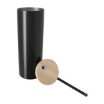 Good Value™ Double-Wall Stainless Steel Tumbler with Bamboo Lid and Straw - 20 oz. - CDKW086 Black Good Value™ Double-Wall Stainless Steel Tumbler with Bamboo Lid and Straw - 20 oz. - CDKW086 Black