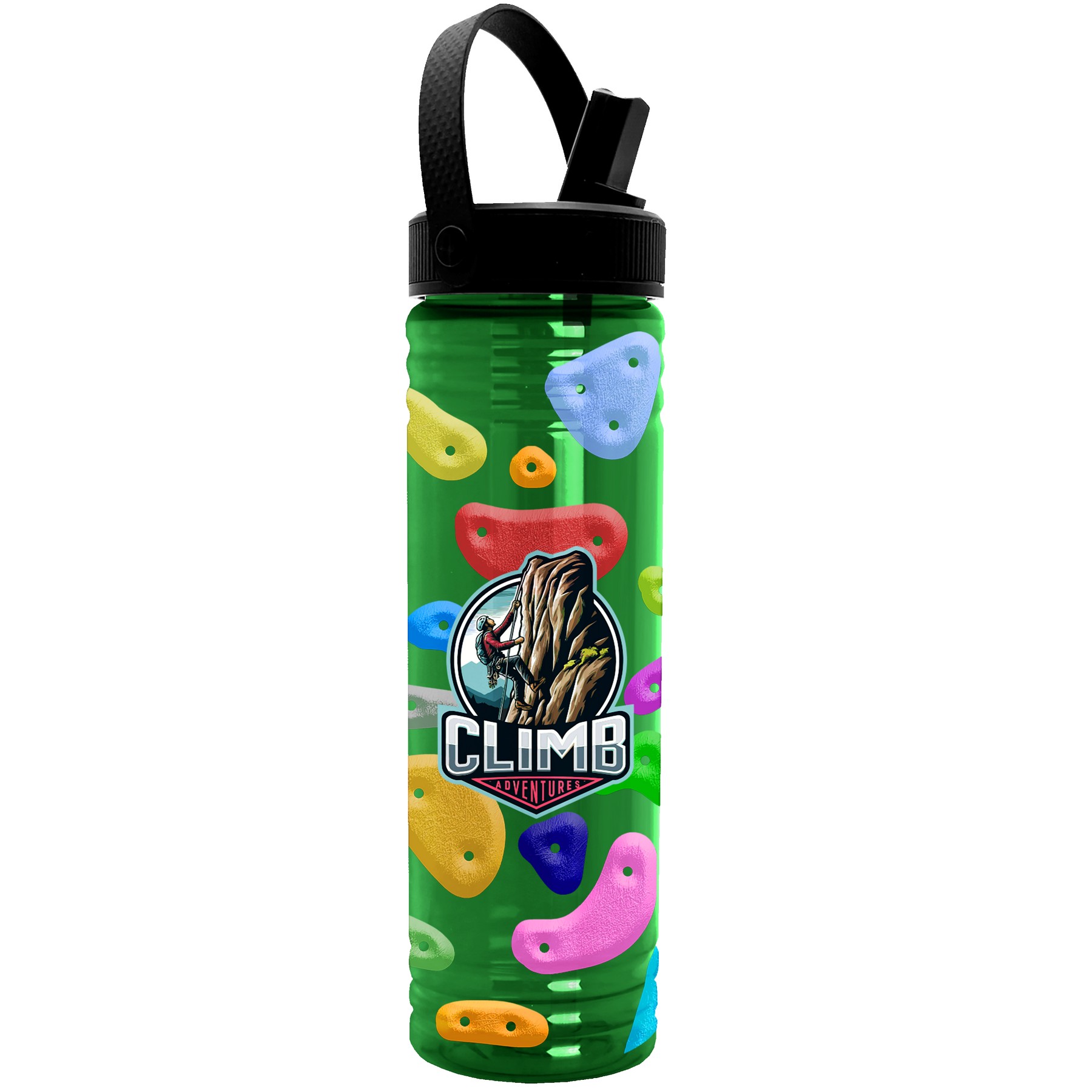 Garyline® Slim Fit RPET Bottle with Flip-Straw, Swivel-Handle Lid - 24 oz. 2