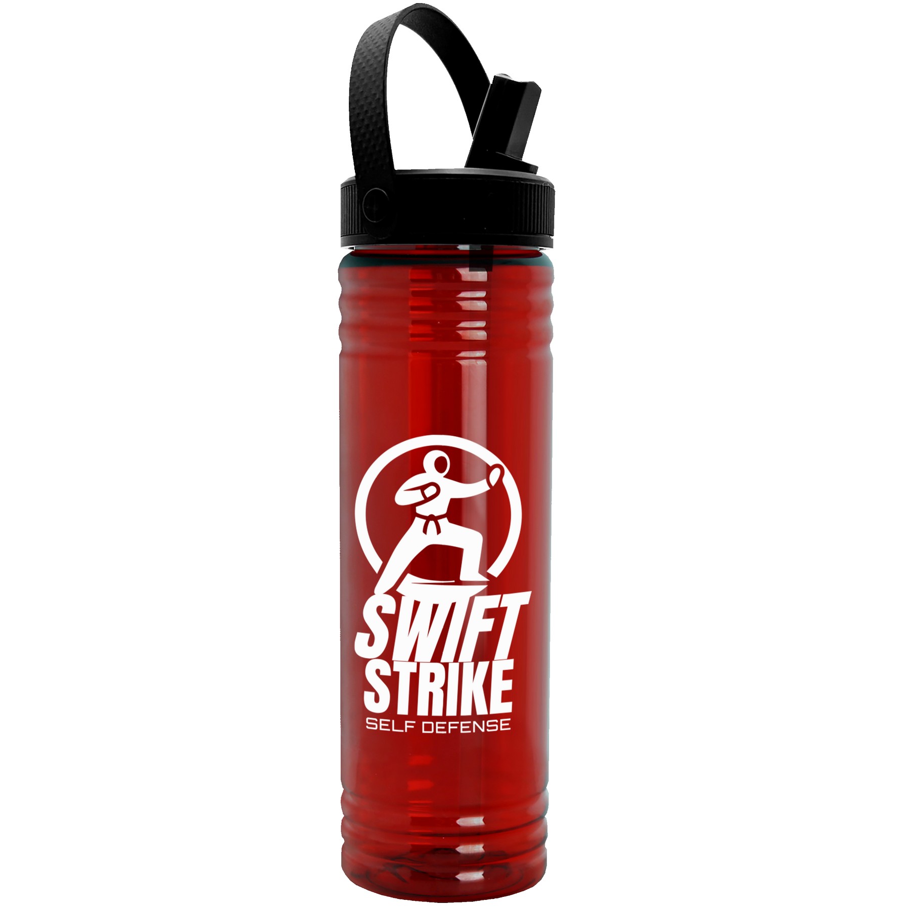 Garyline® Slim Fit RPET Bottle with Flip-Straw, Swivel-Handle Lid - 24 oz. 2