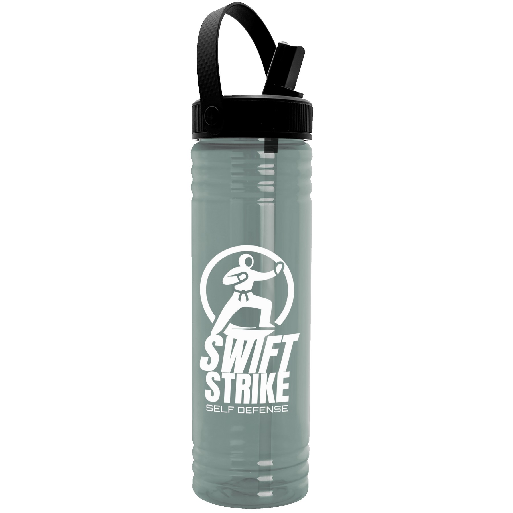 Garyline® Slim Fit RPET Bottle with Flip-Straw, Swivel-Handle Lid - 24 oz. 2