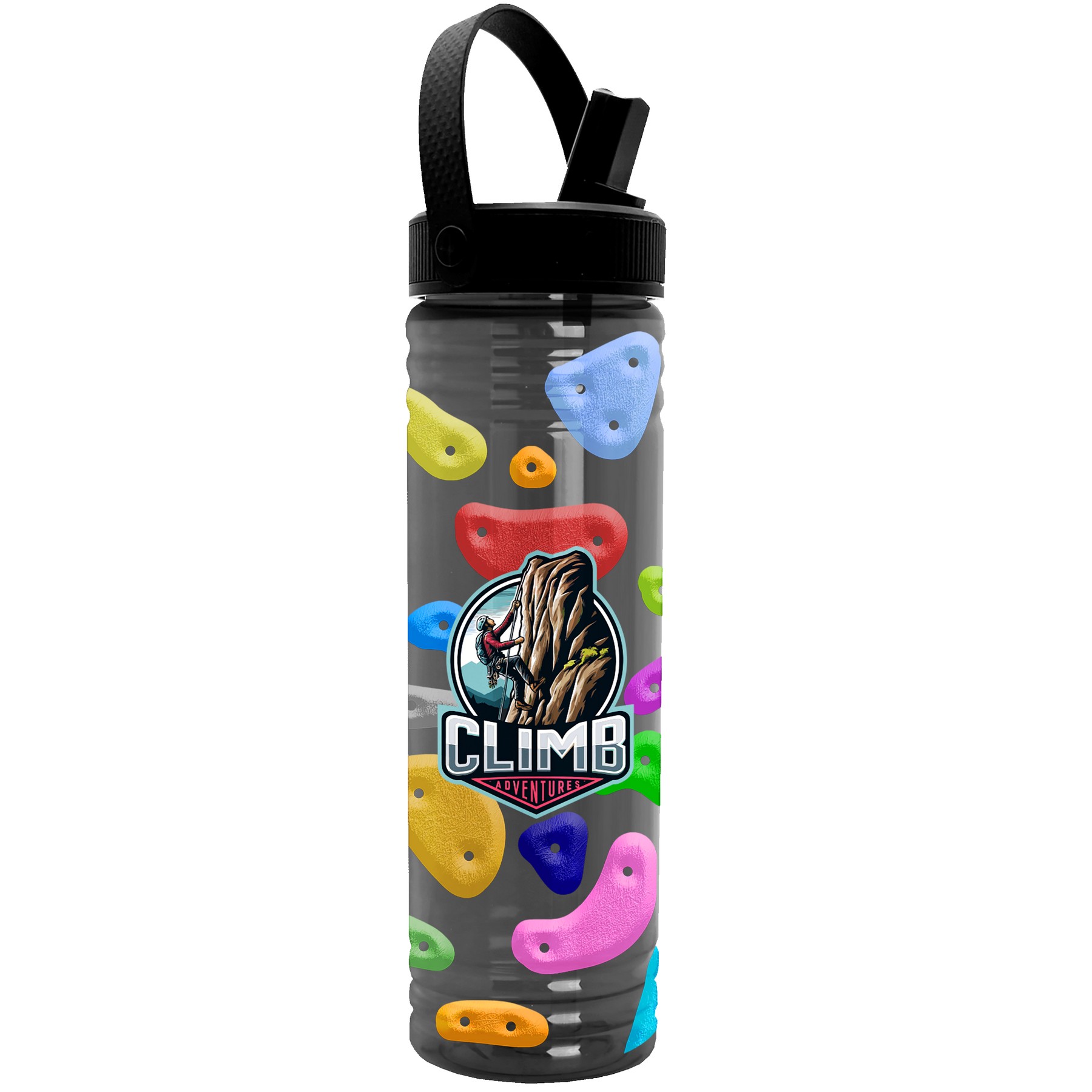 Garyline® Slim Fit RPET Bottle with Flip-Straw, Swivel-Handle Lid - 24 oz. 2