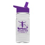 20 Oz. Clear Sports Bottle w/Flip Straw Lid - Clear/Violet Purple 20 Oz. Clear Sports Bottle w/Flip Straw Lid - Clear/Violet Purple