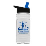 20 Oz. Clear Sports Bottle w/Flip Straw Lid - Clear/Black/Blue 20 Oz. Clear Sports Bottle w/Flip Straw Lid - Clear/Black/Blue