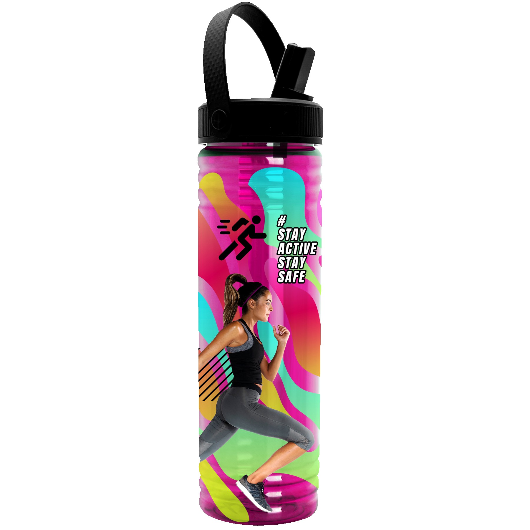Garyline® Slim Fit Bottle with Flip-Straw, Swivel-Handle Lid - 24 oz. 2
