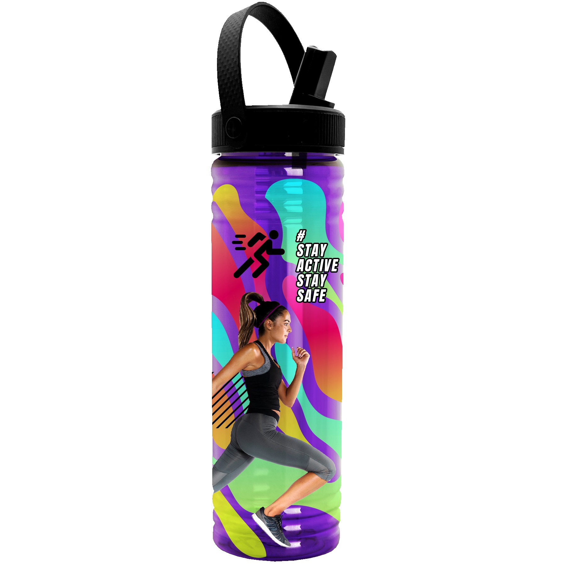Garyline® Slim Fit Bottle with Flip-Straw, Swivel-Handle Lid - 24 oz. 2