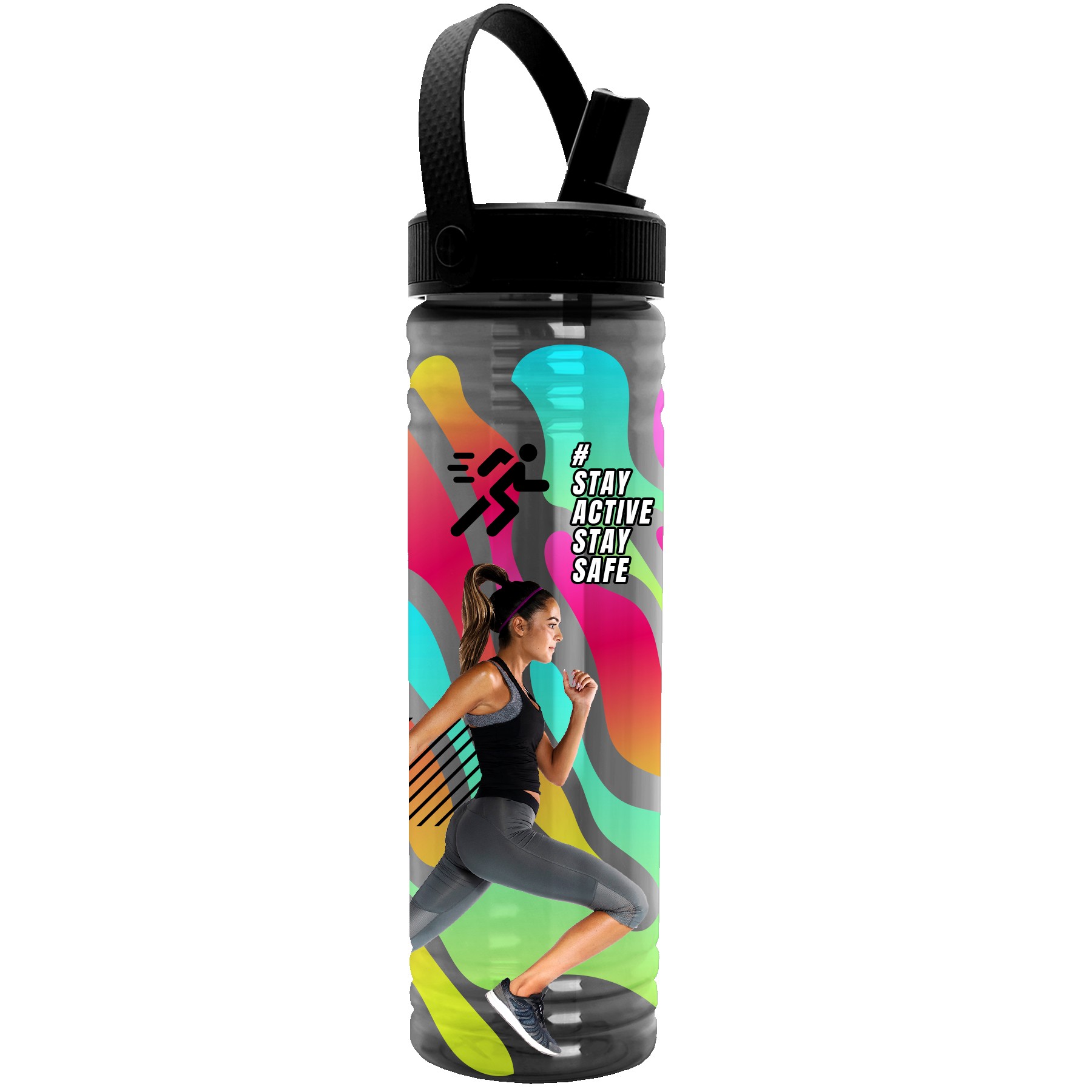 Garyline® Slim Fit Bottle with Flip-Straw, Swivel-Handle Lid - 24 oz. 2
