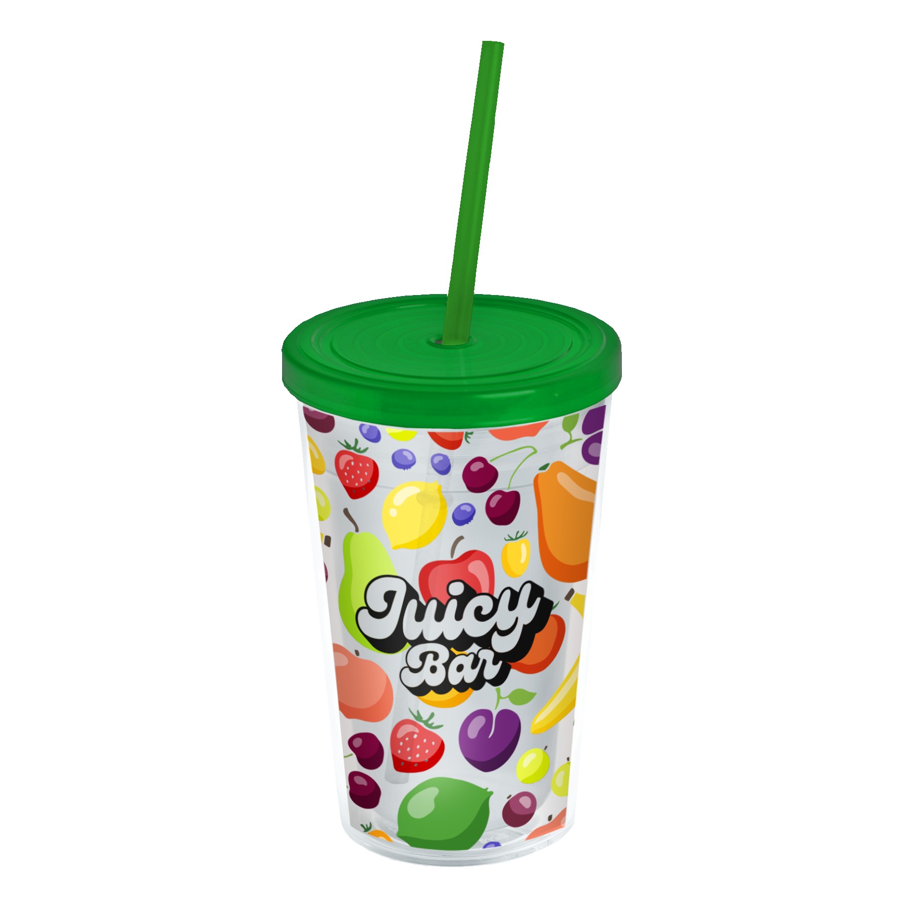 Garyline® Transparent Tumbler with Straw Lid and Full-Color Insert - 16 oz. 2