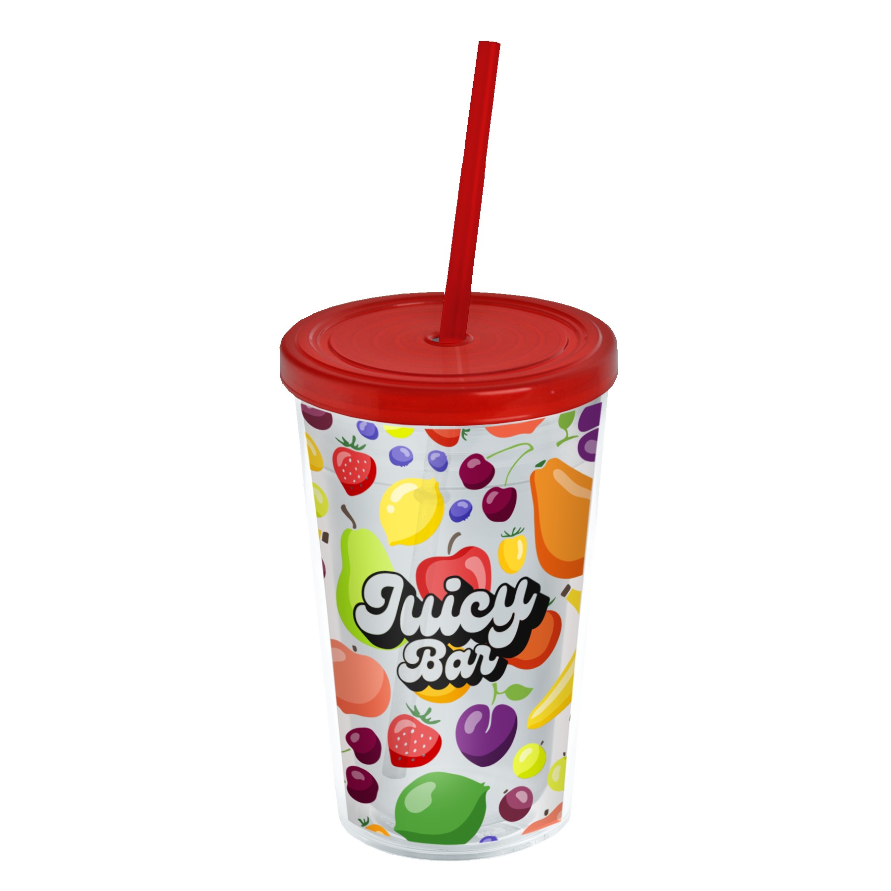 Garyline® Transparent Tumbler with Straw Lid and Full-Color Insert - 16 oz. 2