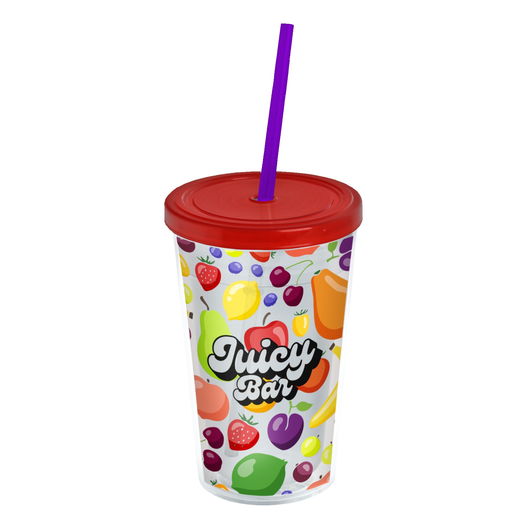 Garyline® Transparent Tumbler with Straw Lid and Full-Color Insert - 16 oz. 2