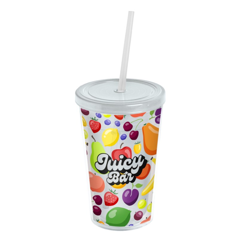 Garyline® Transparent Tumbler with Straw Lid and Full-Color Insert - 16 oz. 2 Garyline® Transparent Tumbler with Straw Lid and Full-Color Insert - 16 oz. 2