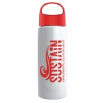 26 Oz. Metalike Flair Bottle w/Oval Crest Lid - White/Red 26 Oz. Metalike Flair Bottle w/Oval Crest Lid - White/Red
