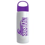 26 Oz. Metalike Flair Bottle w/Oval Crest Lid - White/Violet Purple 26 Oz. Metalike Flair Bottle w/Oval Crest Lid - White/Violet Purple