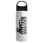 26 Oz. Metalike Flair Bottle w/Oval Crest Lid - White/Black 26 Oz. Metalike Flair Bottle w/Oval Crest Lid - White/Black