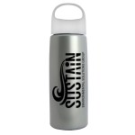 26 Oz. Metalike Flair Bottle w/Oval Crest Lid - Silver/White 26 Oz. Metalike Flair Bottle w/Oval Crest Lid - Silver/White