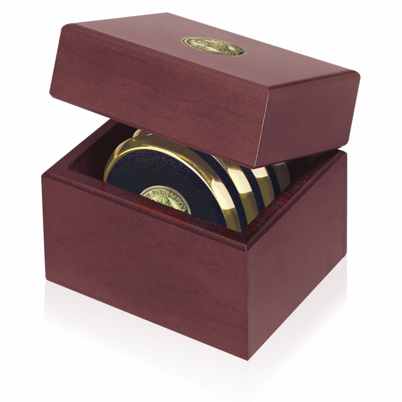 JAFFA® Four Coasters with Solid Cherry Chest 2 JAFFA® Four Coasters with Solid Cherry Chest 2