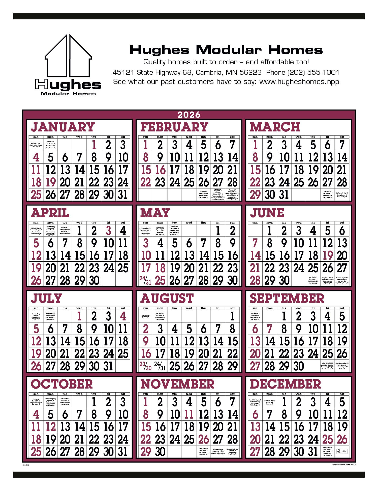 Triumph® Calendars Big Numbers Span-A-Year Calendar 2