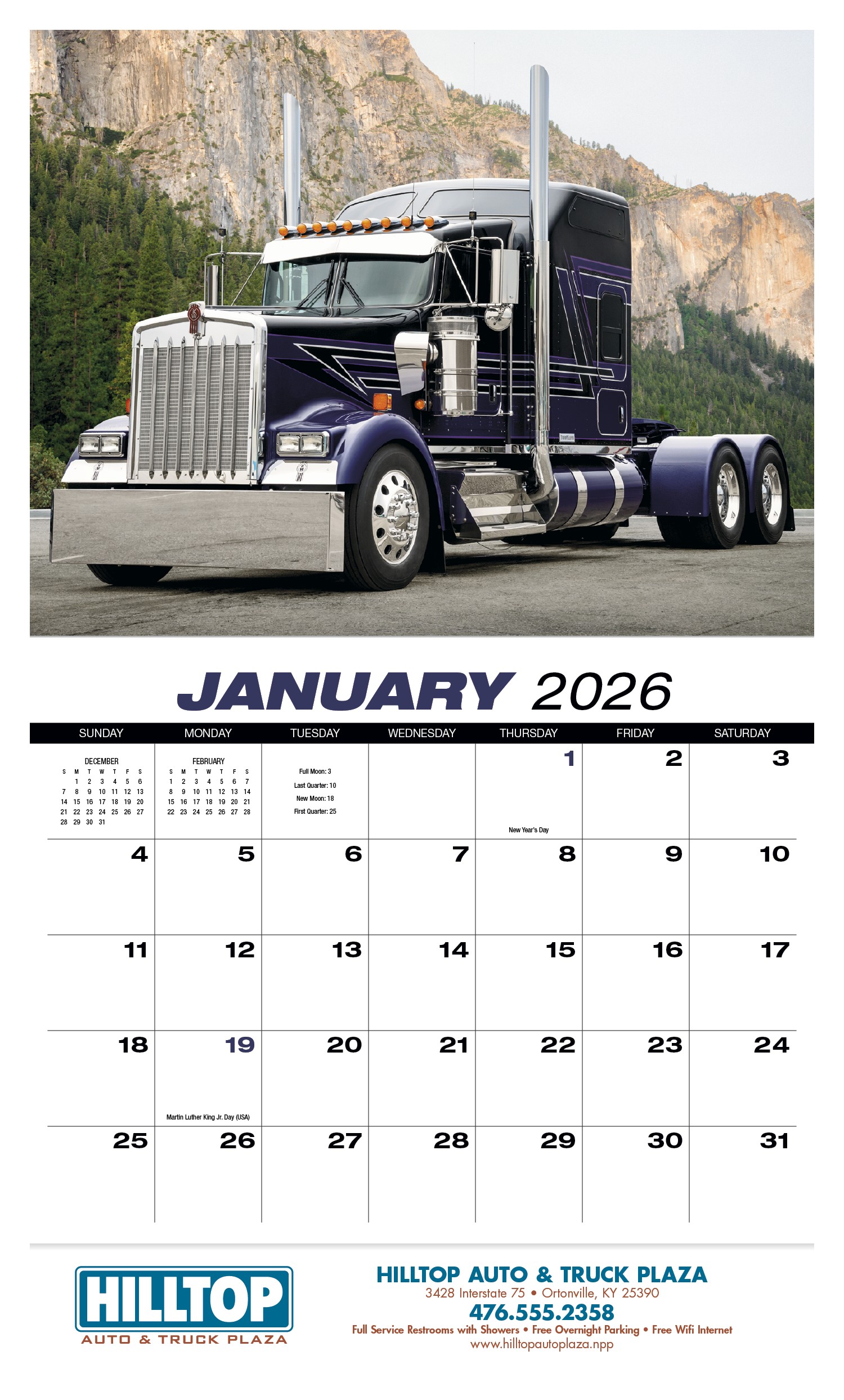 HotLine® Products 18-Wheeler Wall Appointment Calendar - Stapled 2