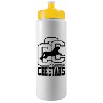 32 Oz. Sports Quart Bottle w/Push Pull Cap (White Or Frost) - White/Yellow 32 Oz. Sports Quart Bottle w/Push Pull Cap (White Or Frost) - White/Yellow
