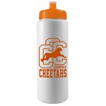 32 Oz. Sports Quart Bottle w/Push Pull Cap (White Or Frost) - White/Orange 32 Oz. Sports Quart Bottle w/Push Pull Cap (White Or Frost) - White/Orange
