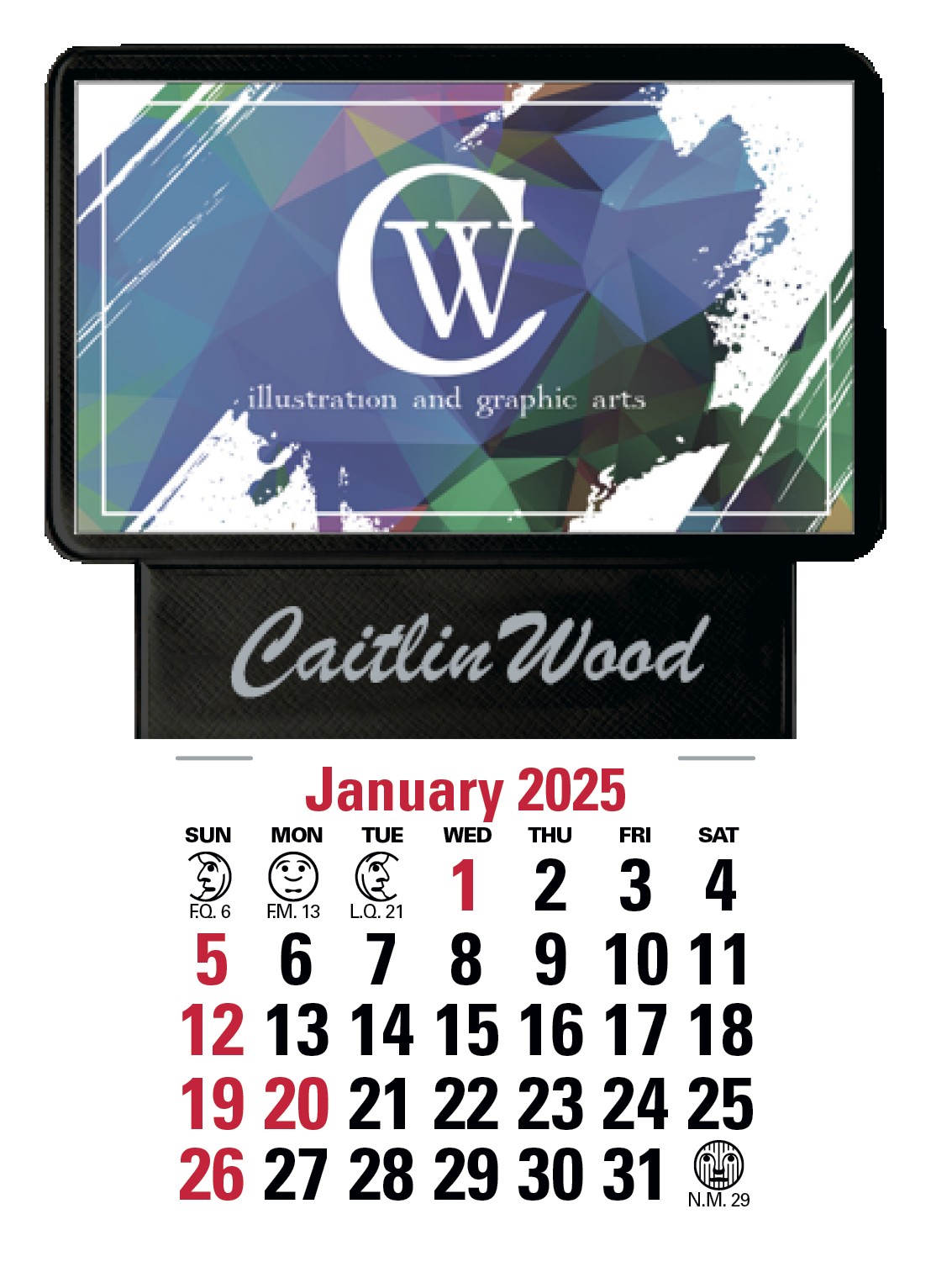 Triumph® Calendars Press-N-Stick Business Card Holder With Imprint And Calendar Pad 2