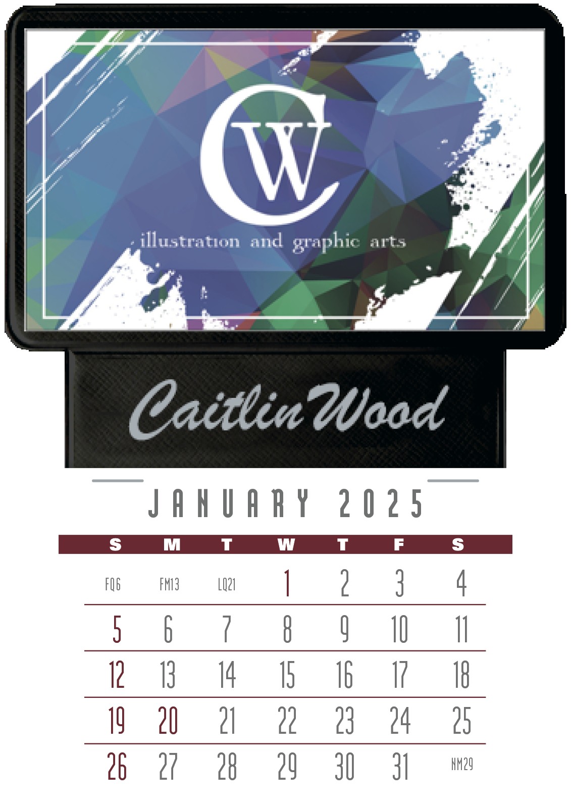 Triumph® Calendars Press-N-Stick Business Card Holder With Imprint And Calendar Pad 2