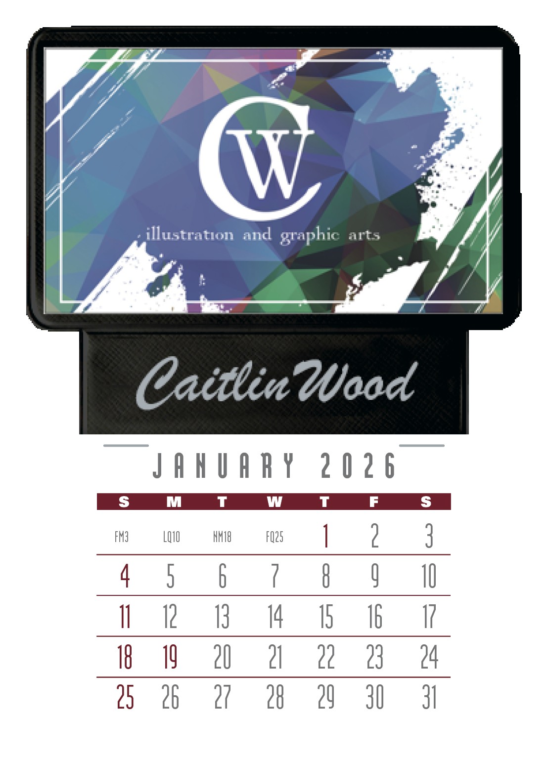 Triumph® Calendars Press-N-Stick Business Card Holder With Imprint And Calendar Pad 2