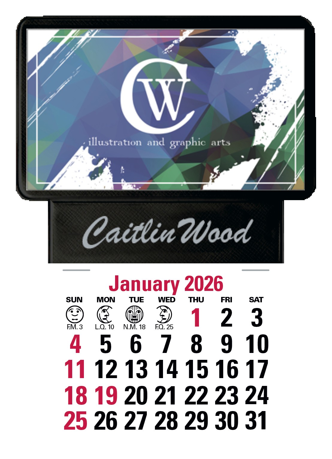 Triumph® Calendars Press-N-Stick Business Card Holder With Imprint And Calendar Pad 2