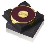 JAFFA® Two Coasters in Deluxe Black Flocked Gift Box - 25086 burgundy image JAFFA® Two Coasters in Deluxe Black Flocked Gift Box - 25086 burgundy image