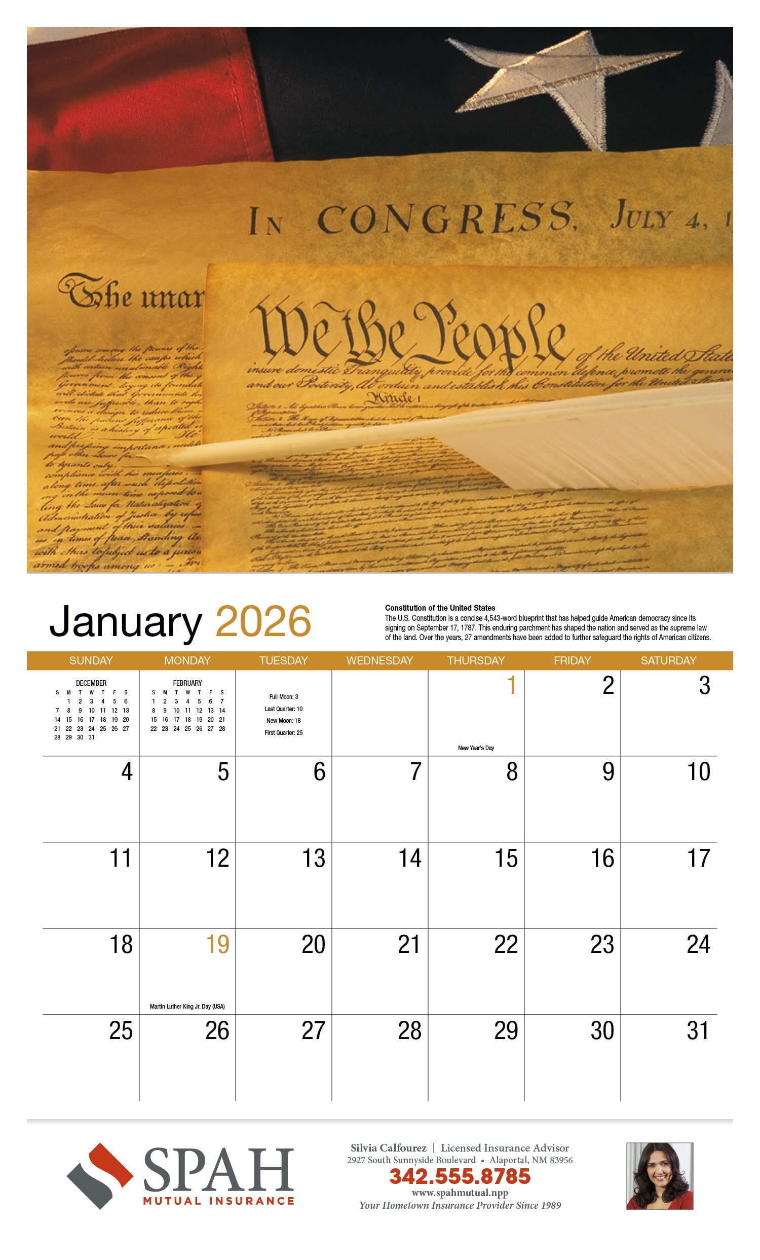 HotLine® Products American History Appointment Calendar - Stapled 2
