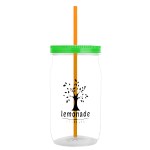 Garyline® Tritan® Mason Jar with Lid and Straw - 27 oz. - MJ27_clear_bottle_translucentgreen_lid_translucentorange_straw_1c.png Garyline® Tritan® Mason Jar with Lid and Straw - 27 oz. - MJ27_clear_bottle_translucentgreen_lid_translucentorange_straw_1c.png