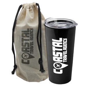 Garyline® Explore Tumbler with Slider Lid in a Cotton Bag - 18 oz. 2 Garyline® Explore Tumbler with Slider Lid in a Cotton Bag - 18 oz. 2