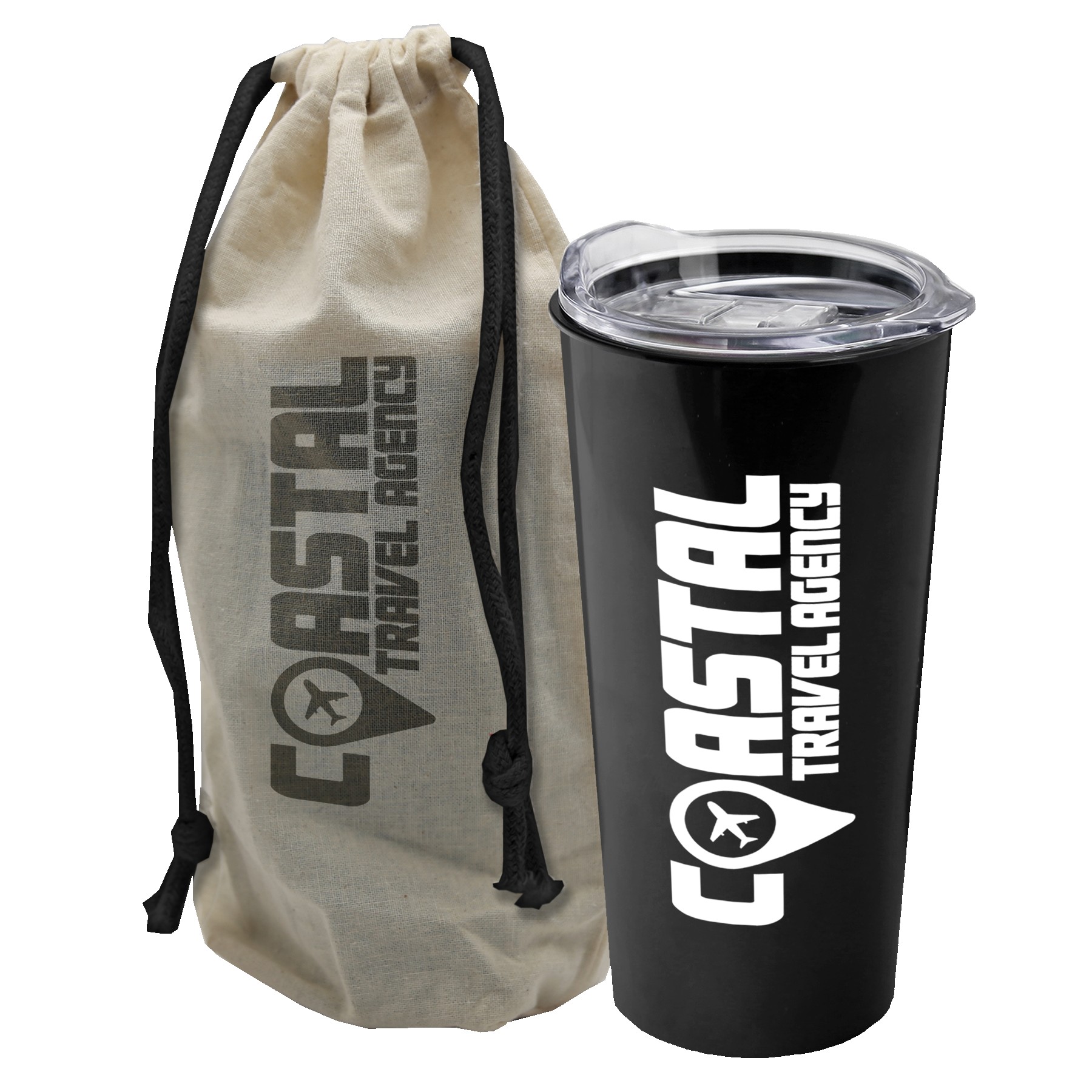 Garyline® Explore Tumbler with Slider Lid in a Cotton Bag - 18 oz. 2