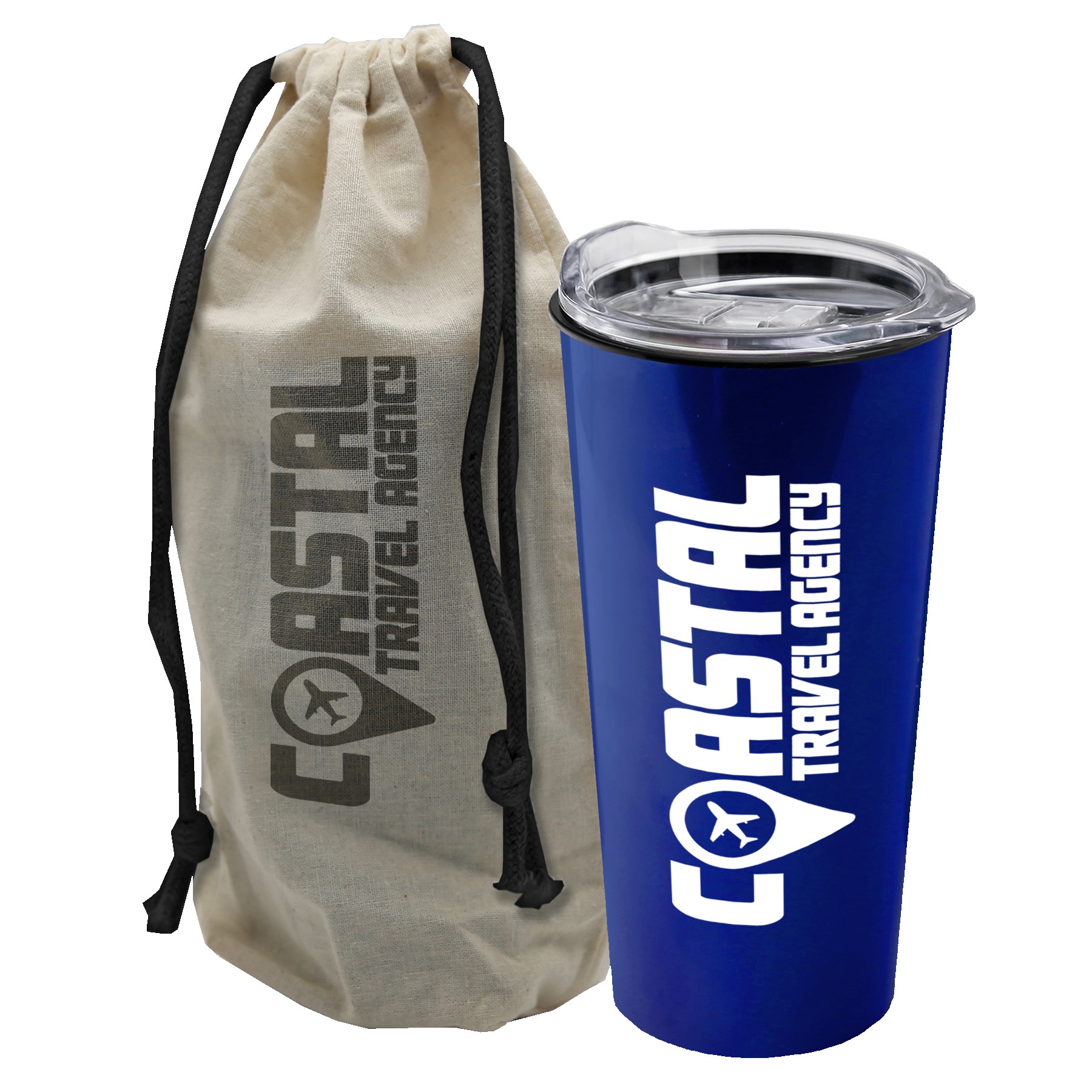 Garyline® Explore Tumbler with Slider Lid in a Cotton Bag - 18 oz. 2