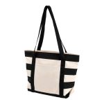 Striped Accent Boat Bag - A278 Navy Blue Striped Accent Boat Bag - A278 Navy Blue